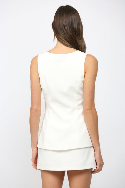 Button Down Twofer Sleeveless Romper