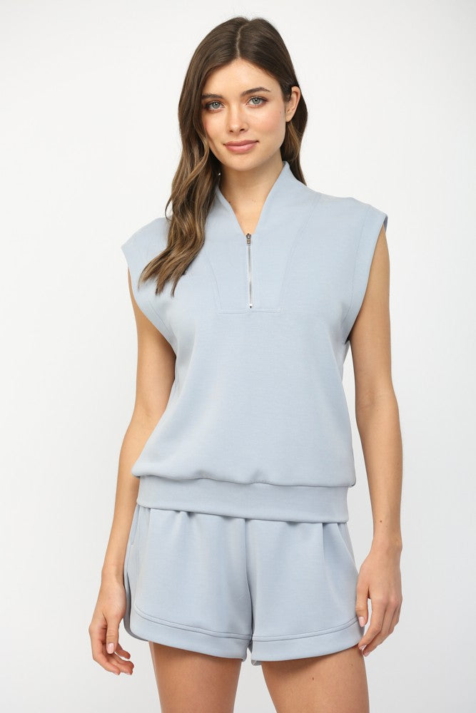 Modal Sleeveless Zip-Up Top