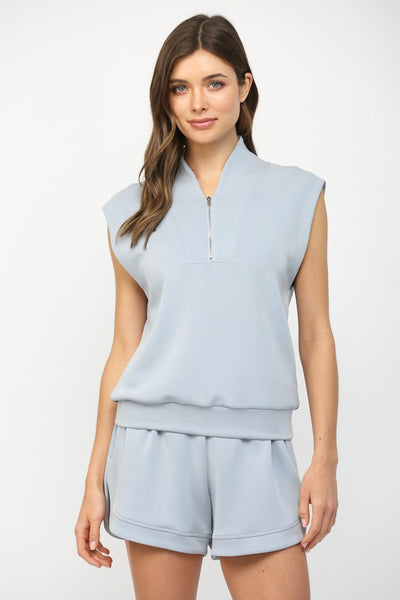 Modal Sleeveless Zip-Up Top