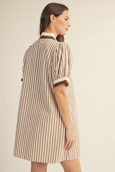 Button Down Stripe Shift Dress