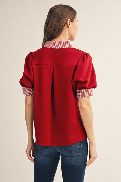 Stripe Contrast Accent Solid Top