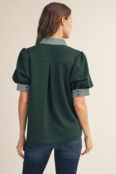Stripe Contrast Accent Solid Top