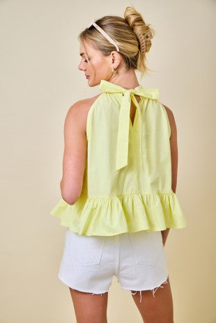 Halter Neck Gathered Peplum Top