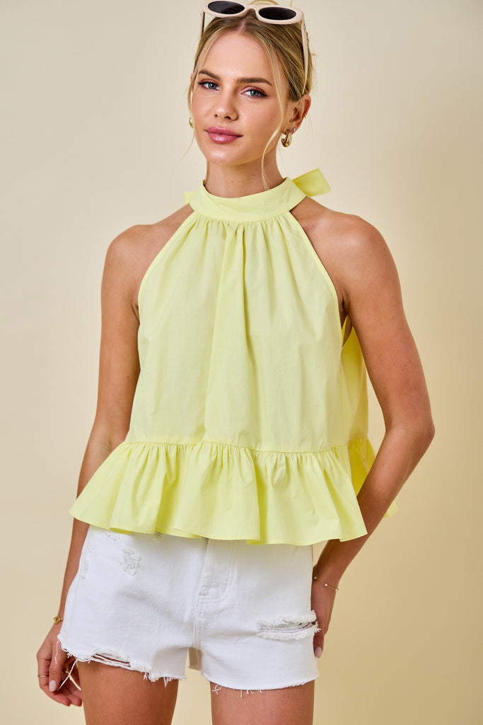 Halter Neck Gathered Peplum Top