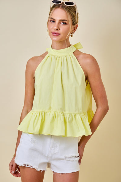 Halter Neck Gathered Peplum Top