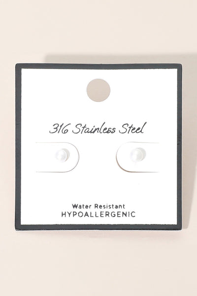 Stainless Steel Mini Pearl Stud Earrings