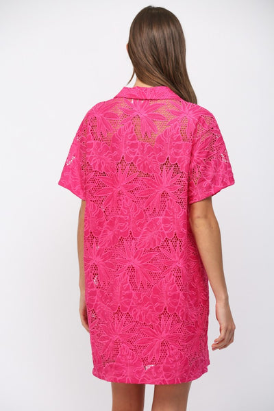 Tropical Eyelet Shirt Dress