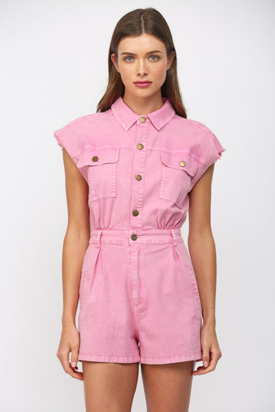 Washed Denim Utility Romper