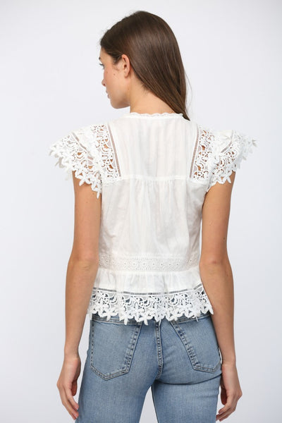 Lace & Eyelet Peplum Blouse