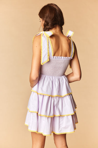 Tiger Embroidery Tiered Mini Dress