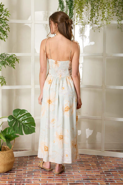Sleeveless Watercolor Floral Midi Dress