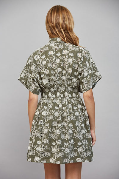 Floral Embroidered Short Sleeve Dress