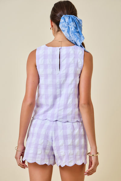 Sleeveless Gingham Top & Shorts Set