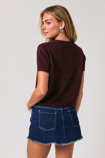 Short Sleeve Crew Neck Sweater Top