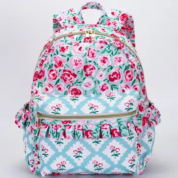 Girls Floral Ruffle Backpack