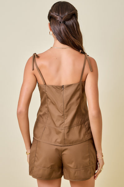 Sleeveless Poplin Cami Top