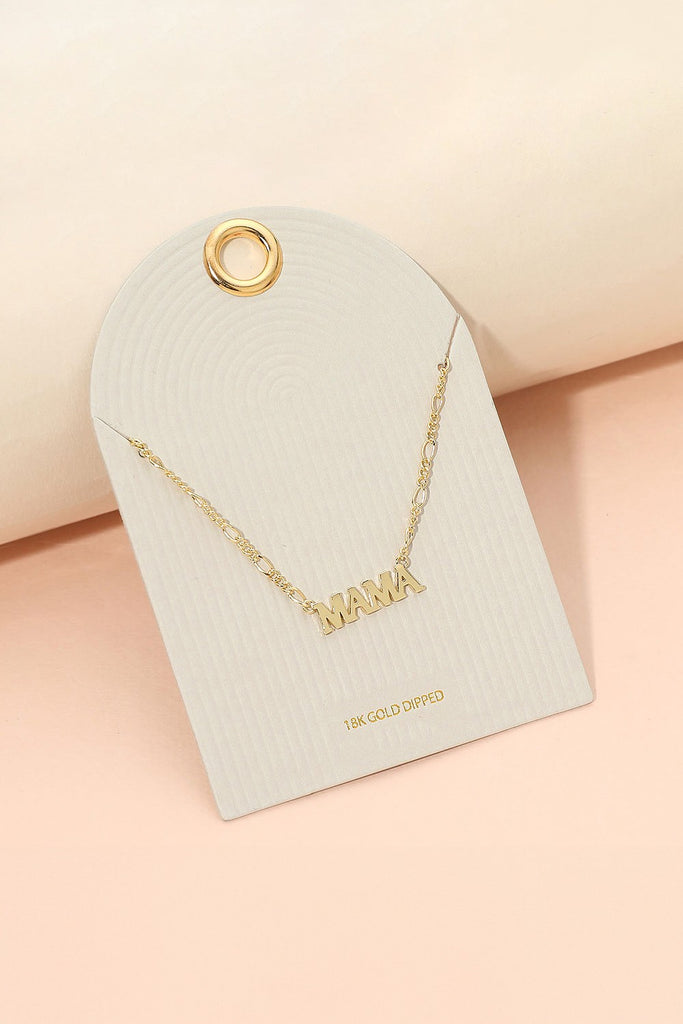 18k Gold Dipped Mama Letter Plate Pendant Necklace