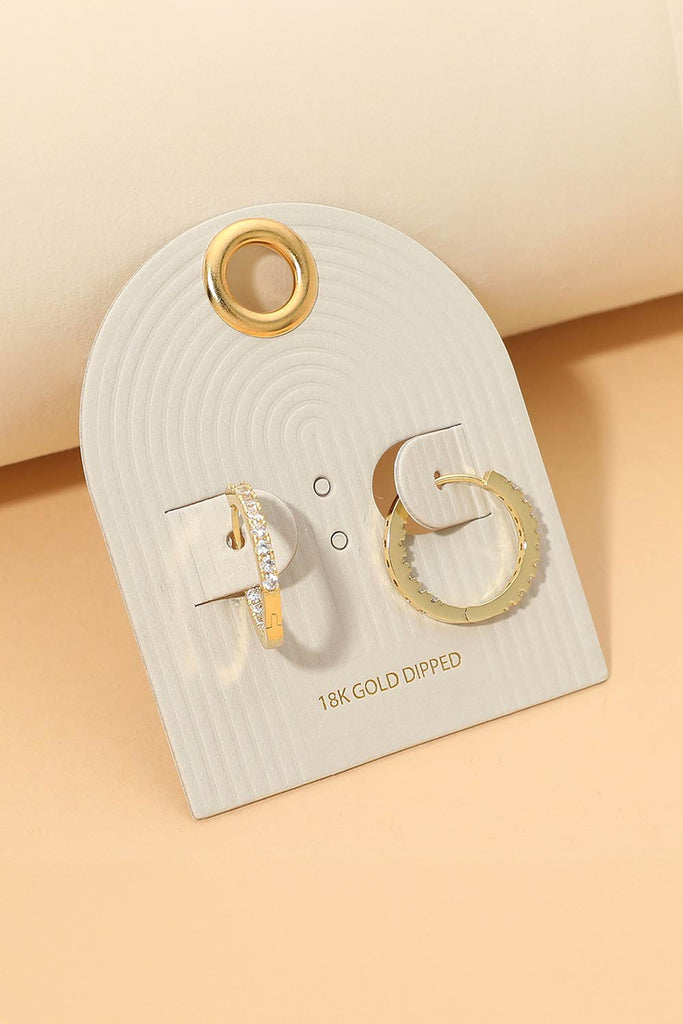 18k Gold Dipped Crystal Pave Mini Hoop Earrings