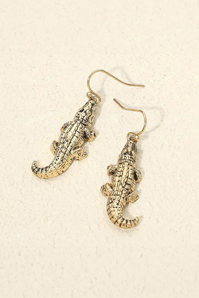 Metal Alligator Charm Drop Earrings