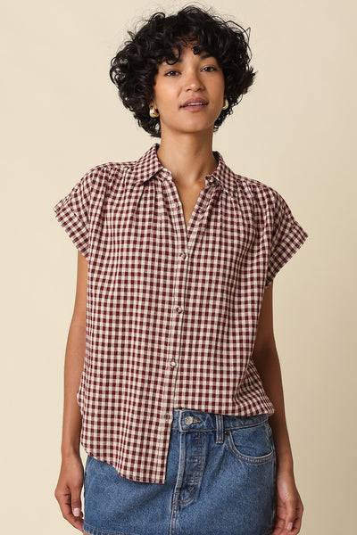 Gingham Button Up Top