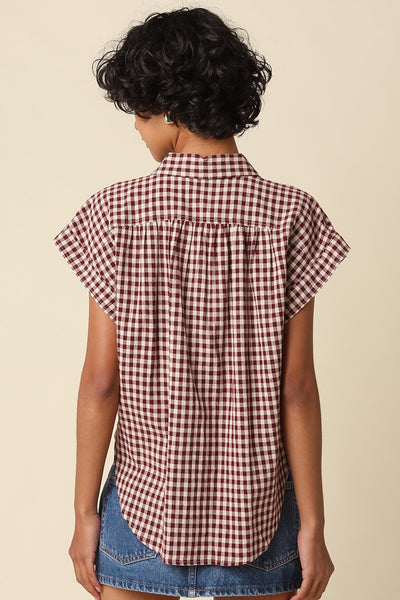 Gingham Button Up Top