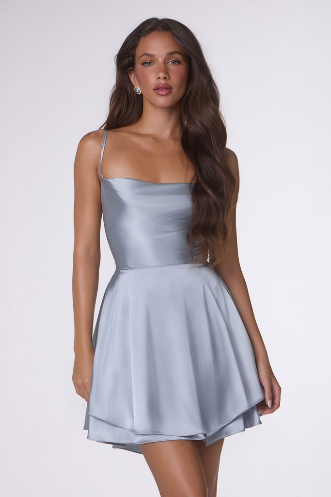 Fit-And-Flare Satin Mini Dress