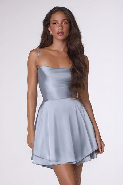 Fit-And-Flare Satin Mini Dress