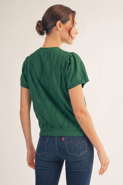 Wave Patterned Lightweight Sweater Top