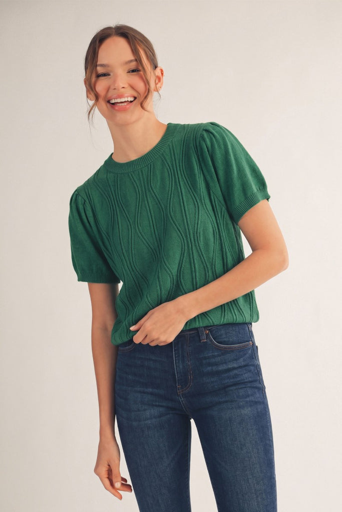 Wave Patterned Lightweight Sweater Top