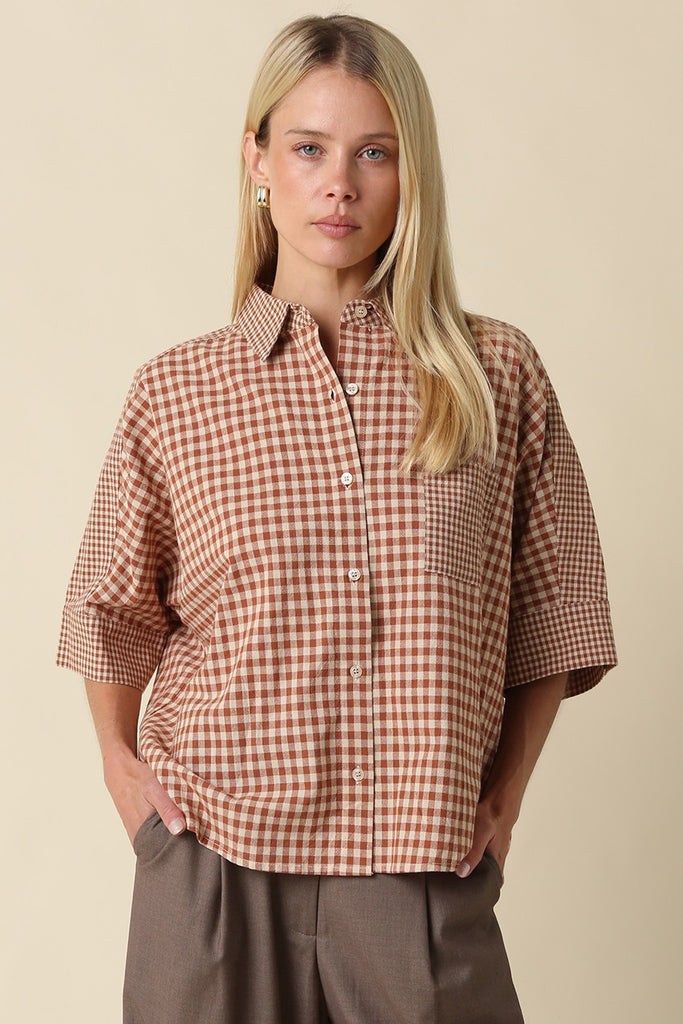 Brielle Gingham Short Sleeve Top