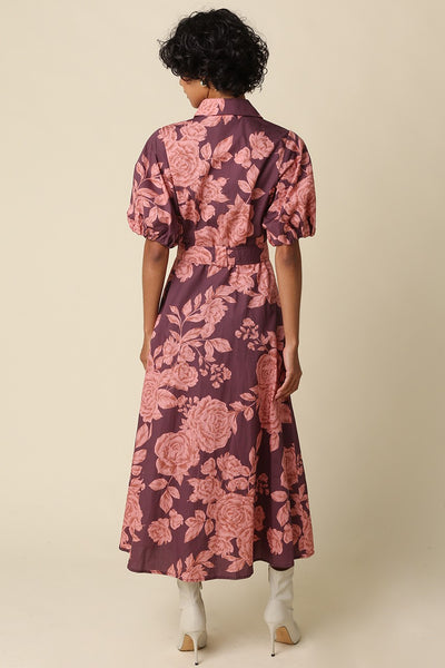 Floral Shirt Belted Maxi Dress