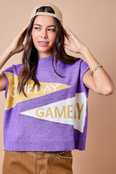 Game Day Mockneck Sweater Vest Top