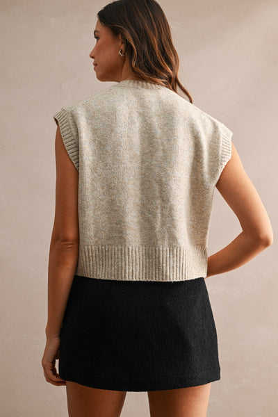 Sleeveless Knit Button Down Sweater Vest
