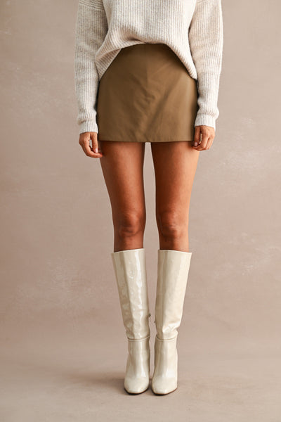 Faux Leather High Waist Mini Skort