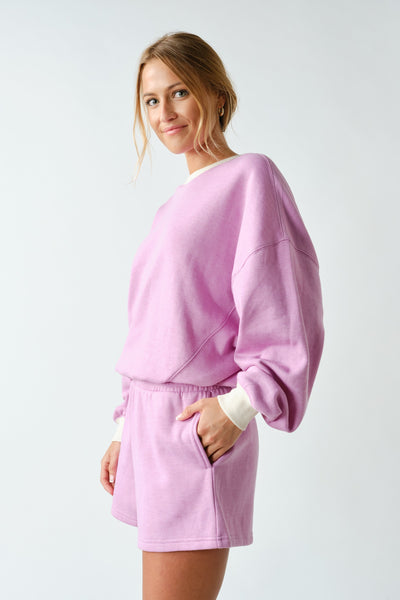 Contrast Crew Neck Top & Shorts Set