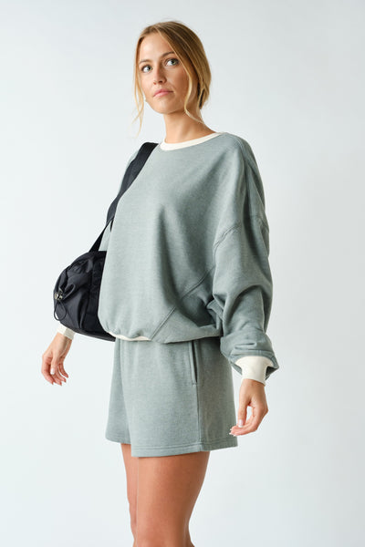 Contrast Crew Neck Top & Shorts Set