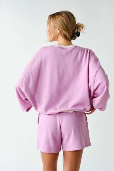 Contrast Crew Neck Top & Shorts Set