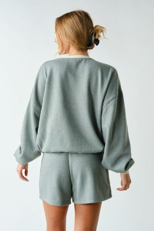 Contrast Crew Neck Top & Shorts Set