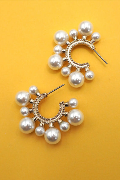 Luxury Pearl Huggie Hoop Earrings