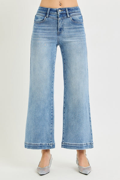 Risen HR Crop Wide Front Yoke Jeans