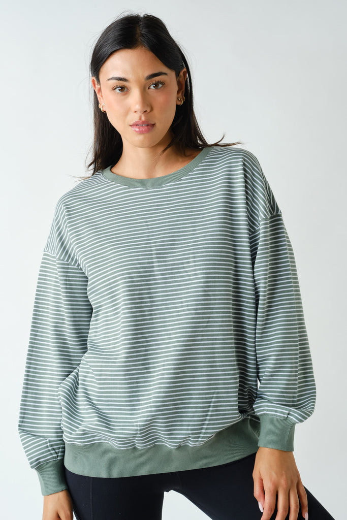 Coastal Striped Crewneck Sweatshirt