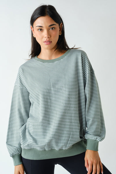Coastal Striped Crewneck Sweatshirt