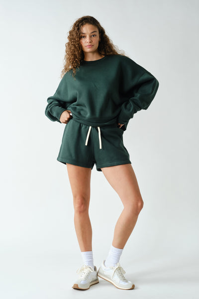 Balloon Sleeve Fleece Crewneck