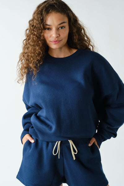 Balloon Sleeve Fleece Crewneck