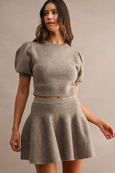 Puff Sleeve Crop Top & Mini Skirt Set