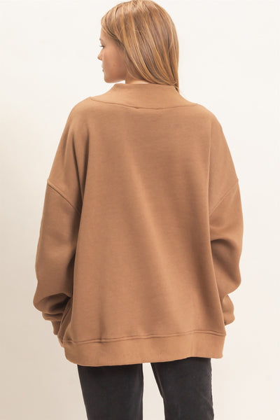Enzyme Washed Mock Neck Sweatshirt