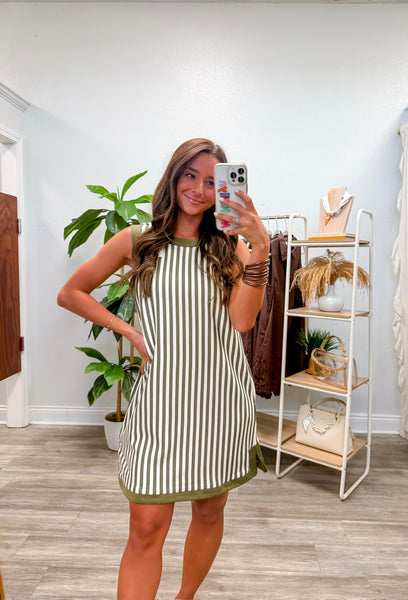 Stripe Sleeveless Mini Dress