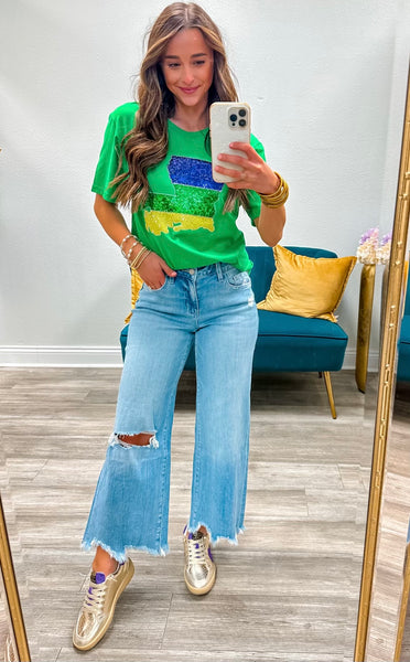 Mardi Gras LA Sequins SS Top