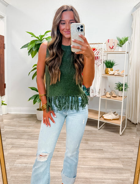 Fringe Bottom Sleeveless Sweater Vest