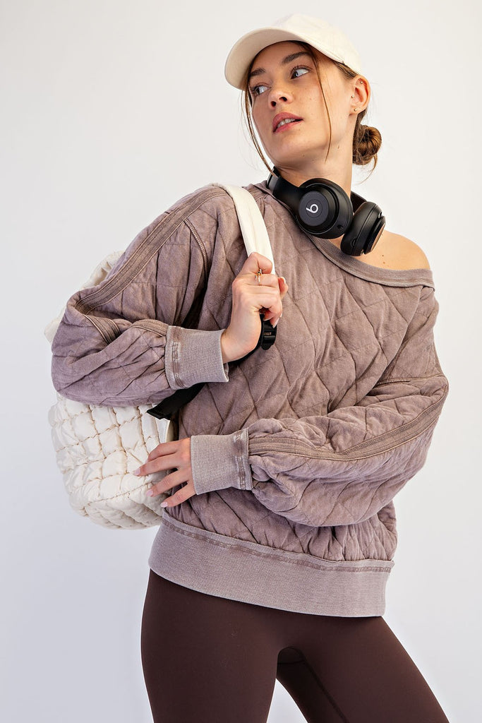 Quilted Off Shoulder Pullover